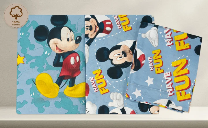 Jogo completo de lençóis para criança 100% algodão modelo MICKEY STYLE 1926