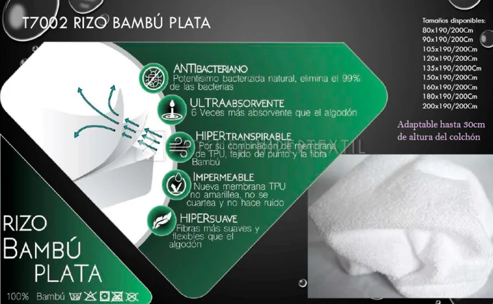 Baby Mattress Protector Bamboo Terry SILVER