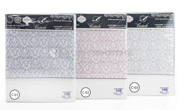 Complete set of 100% cotton RONA sheets from Cañete