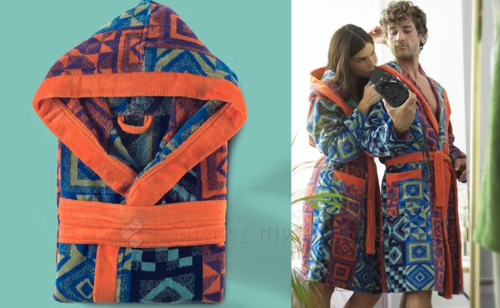 100% cotton velvet bathrobe unisex adult ATLANTICO