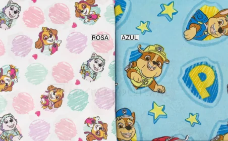 Ensemble complet de draps en microfibre PAW PATROL ROSE et BLEU pour lit de 90 cm.