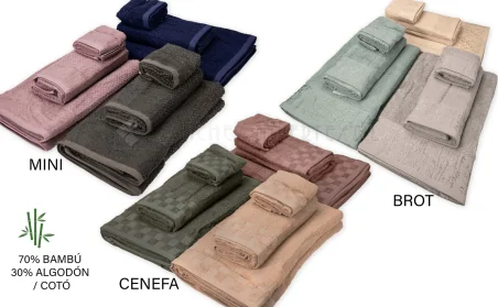 Juego de 3 toallas de baño con toalla sábanas 100X150 70% BAMBU varios modelos