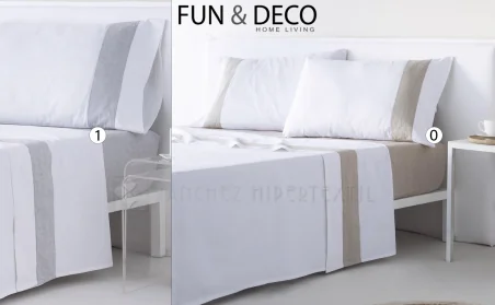 Joc complet de llençols 100% cotó ESSENCE APLIQUE de Fundeco