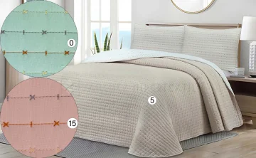 Reversible bedspread + matching cushion cover MINA