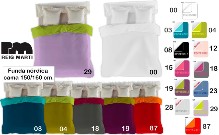 Funda nórdica lisa reversible HAPPYCOLOR cama 135 cm. de Reig Martí